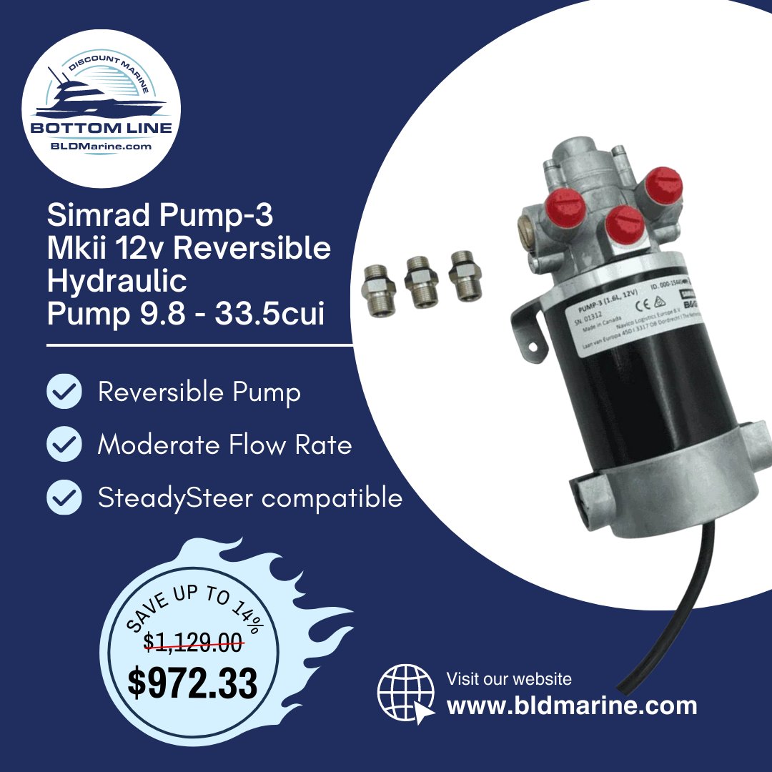 BLDMarineus's tweet image. ⛵ Experience a moderate flow rate and steady steering with this versatile pump. 

Claim your 14% off on this product: bldmarine.com/products/simra… 

#Simrad #HydraulicPump #MarineSteering #BoatUpgrades #ReversiblePump #SteadySteer