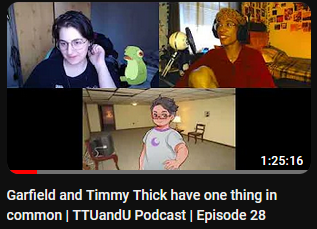 TTUandU's tweet photo. YASS new episode!! 

choco experiences their first quinceanera (funeral), pob tried to beat the 'try not to fuck a mid white man' challenge *IMPOSSIBLE DIFFICULTY*, garfield (2004) is a psyop, and choco eats canned pasta in italy.

watch NOW!

🔗 : https://t.co/m2ZBwYguUL https://t.co/e1XLZnxHHg