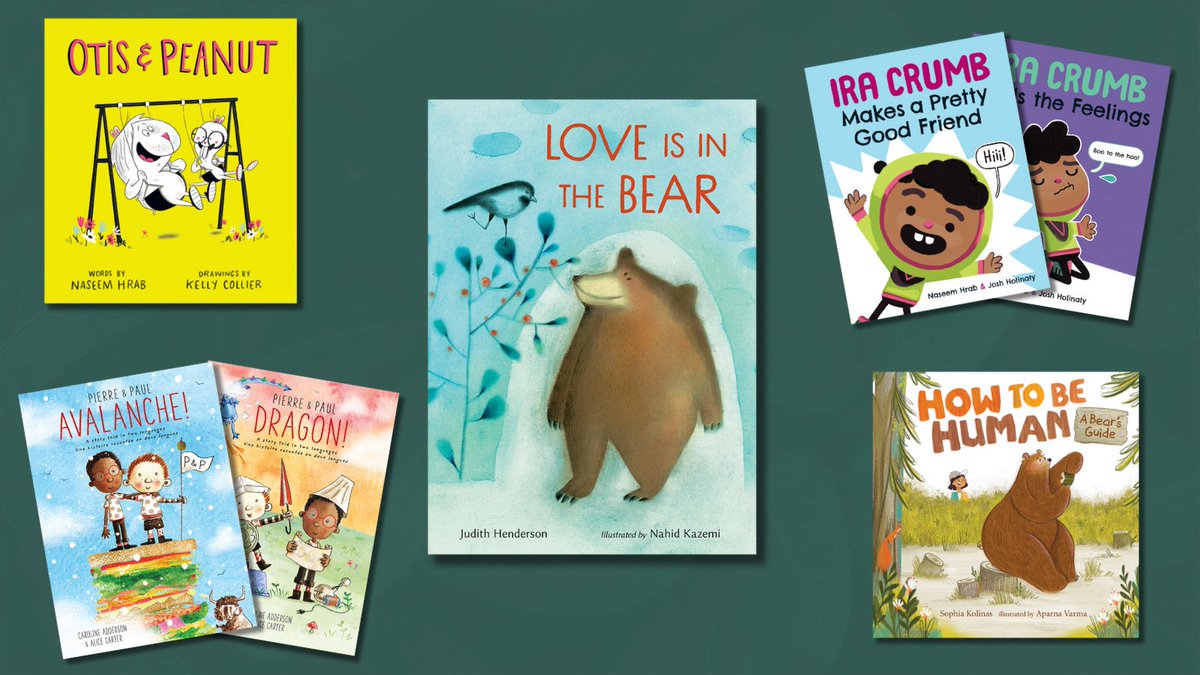 Owlkids Publishing (@owlkids) on Twitter photo A #FriendshipDay #kidlit list 💛
LOVE IS IN THE BEAR (Oct 15) by <a href="/judithhenderson/">✏️Judith Henderson 🎹</a>, ill. <a href="/NahidNkazemi56/">Nahid Kazemi</a>
OTIS & PEANUT by <a href="/Naseemo/">Naseem Hrab</a>, ill. <a href="/collierK_/">Kelly Collier</a>
IRA CRUMB by <a href="/Naseemo/">Naseem Hrab</a>, ill. @joshholinaty
PIERRE & PAUL by Caroline Adderson, ill. Alice Carter
HOW TO BE HUMAN by <a href="/SophiaKolinas/">Sophia Kolinas</a> A #FriendshipDay #kidlit list 💛
LOVE IS IN THE BEAR (Oct 15) by <a href="/judithhenderson/">✏️Judith Henderson 🎹</a>, ill. <a href="/NahidNkazemi56/">Nahid Kazemi</a>
OTIS & PEANUT by <a href="/Naseemo/">Naseem Hrab</a>, ill. <a href="/collierK_/">Kelly Collier</a>
IRA CRUMB by <a href="/Naseemo/">Naseem Hrab</a>, ill. @joshholinaty
PIERRE & PAUL by Caroline Adderson, ill. Alice Carter
HOW TO BE HUMAN by <a href="/SophiaKolinas/">Sophia Kolinas</a>
