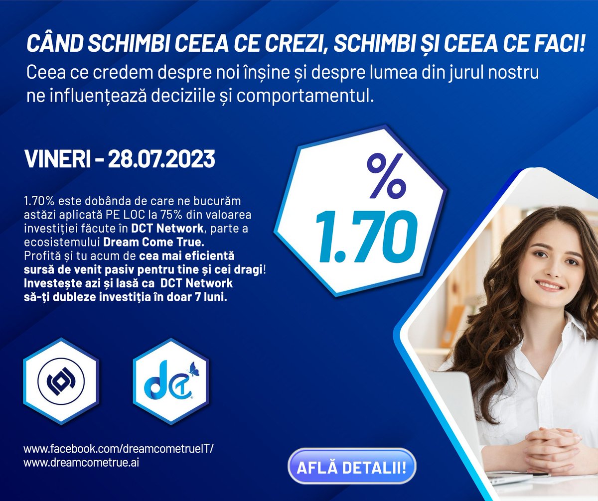 DCT_pasiv's tweet photo. În 𝗗𝗖𝗧 𝗡𝗲𝘁𝘄𝗼𝗿𝗸, la o investiție de 999 $ (4.476,88 RON) primim azi 1,7% dobândă minus 25% (pentru sustenabilitatea rețelei)
= 1,275%

💎💎Profitul de astăzi este💎💎
🟦🟩12,74 $ (57,09 RON)🟩🟦

#dreamcometrue https://t.co/iyRUyOovf4