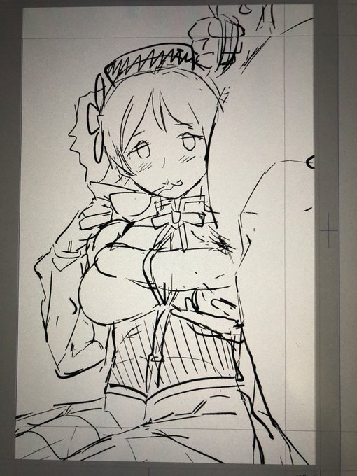 表紙ラフ。今回はやりのAiに仮塗り頼みたかったが、インストールが途中で止まるんよ。 