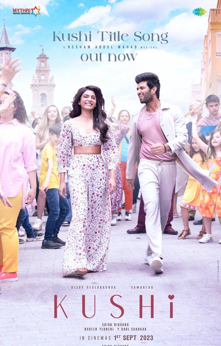 TheDeverakonda's tweet photo. Everytime you see her,
If this is how you feel ❤️

https://t.co/YAWGpG2A8V

#Kushi - The title song.
Releasing worldwide Sept 1. https://t.co/P1sJgnlS2u