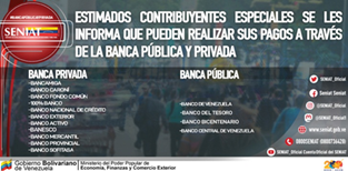 FALCON_SENIAT's tweet photo. El   SENIAT te exhorta a realizar el pago de tus tributos a través de la Banca   Nacional.
#SENIATPotenciaLaEconomía https://t.co/ArA5FKeICI