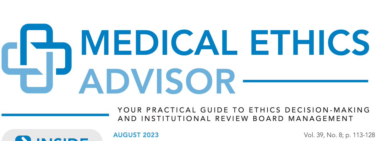 Ethical Guidance for #Research on #Dying or Recently #Deceased #ICU Patients
<a href="/NB_Murphy/">Nicholas Murphy</a> <a href="/charlesweijer/">Charles Weijer</a> <a href="/SchulichMedDent/">Schulich WesternU</a> interviewed in <a href="/MedEthicsAdv/">MedicalEthicsAdvisor</a> 
#researchethics #NeuroTwitter #criticalcare
reliasmedia.com/articles/ethic…