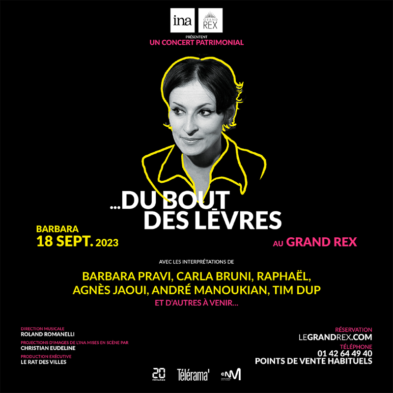 Inafr_officiel's tweet photo. Je t'aime... du bout des lèvres 

📆 RDV les 17 et 18 septembre 2023 au @LeGrandRex pour 2 concerts consacrés à Gainsbourg et Barbara avec plus d'une vingtaine d'artistes.

🔗 Plus d’infos : https://t.co/hDEho1Pj6B

🤝 @CreditMutuel @20Minutes @Telerama @CNM @sacem @ftvculturebox