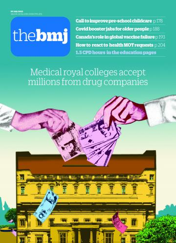 UK royal colleges have received millions from industry without fully disclosing it, my latest investigation finds bmj.com/content/382/bm… Very happy it is featured on the gorgeous cover of <a href="/bmj_latest/">The BMJ</a>. Thanks to the amazing team for the support!