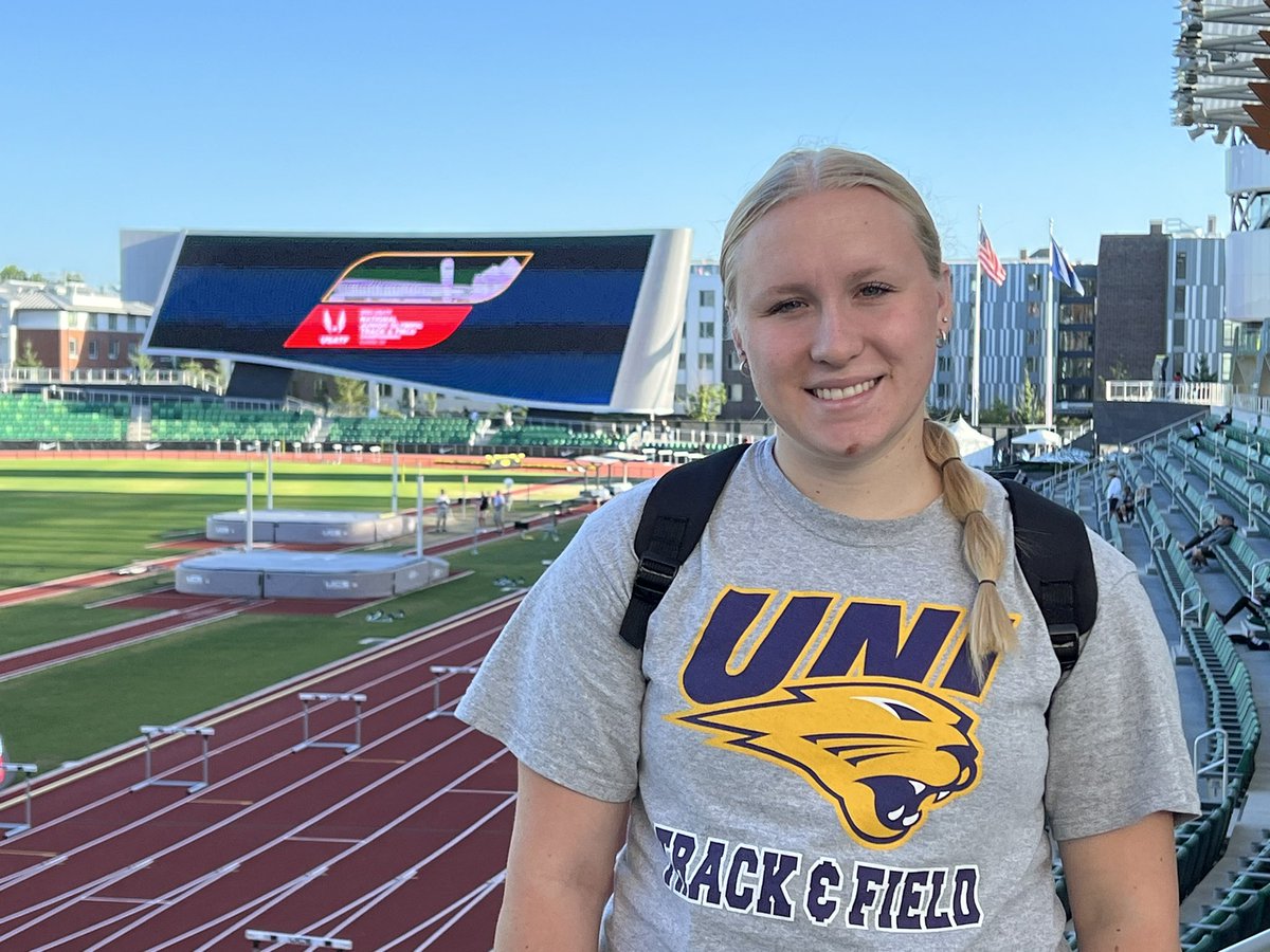 KileighLachacz's tweet photo. I had the chance to compete at my last USATF Junior Olympic Nationals. It was amazing to compete in Oregon at Hayward Field. I finished 9th in the shot, 11th in the discus, and 20th in the hammer. https://t.co/0kyXTd3ImW