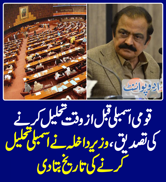 DailyUrduPoint's tweet image. قومی اسمبلی قبل از وقت تحلیل کرنے کی تصدیق، وزیر داخلہ نے اسمبلی تحلیل کرنے کی تاریخ بتا دی
urdupoint.com/n/3669407

@RanaSanaullahPK 
#NationalAssembly #AssemblyDissolution