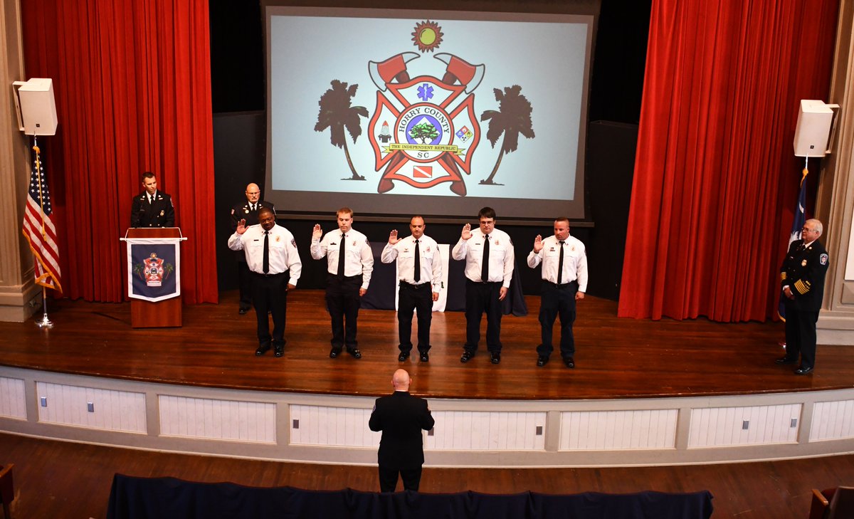 hcfirerescue's tweet photo. On Thursday, July 27, 2023, Horry County Fire Rescue celebrated the promotion of four lieutenants and one captain, holding a ceremony in the auditorium of the Horry County Museum. We were joined by their families, colleagues, mentors and Horry County leaders. #HCFR https://t.co/SScQmVtbEu