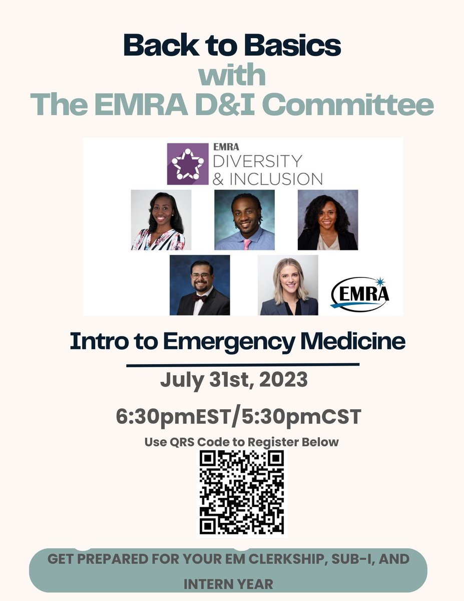 Back to Basics has returned! Let’s get you ready as you complete your EM rotations and prepare for your intern year. Our goal is to get you stellar SLOEs for the upcoming cycle. Join your EMRA D&I Committee on Monday and register here: us02web.zoom.us/meeting/regist… @Dr_JAndre
