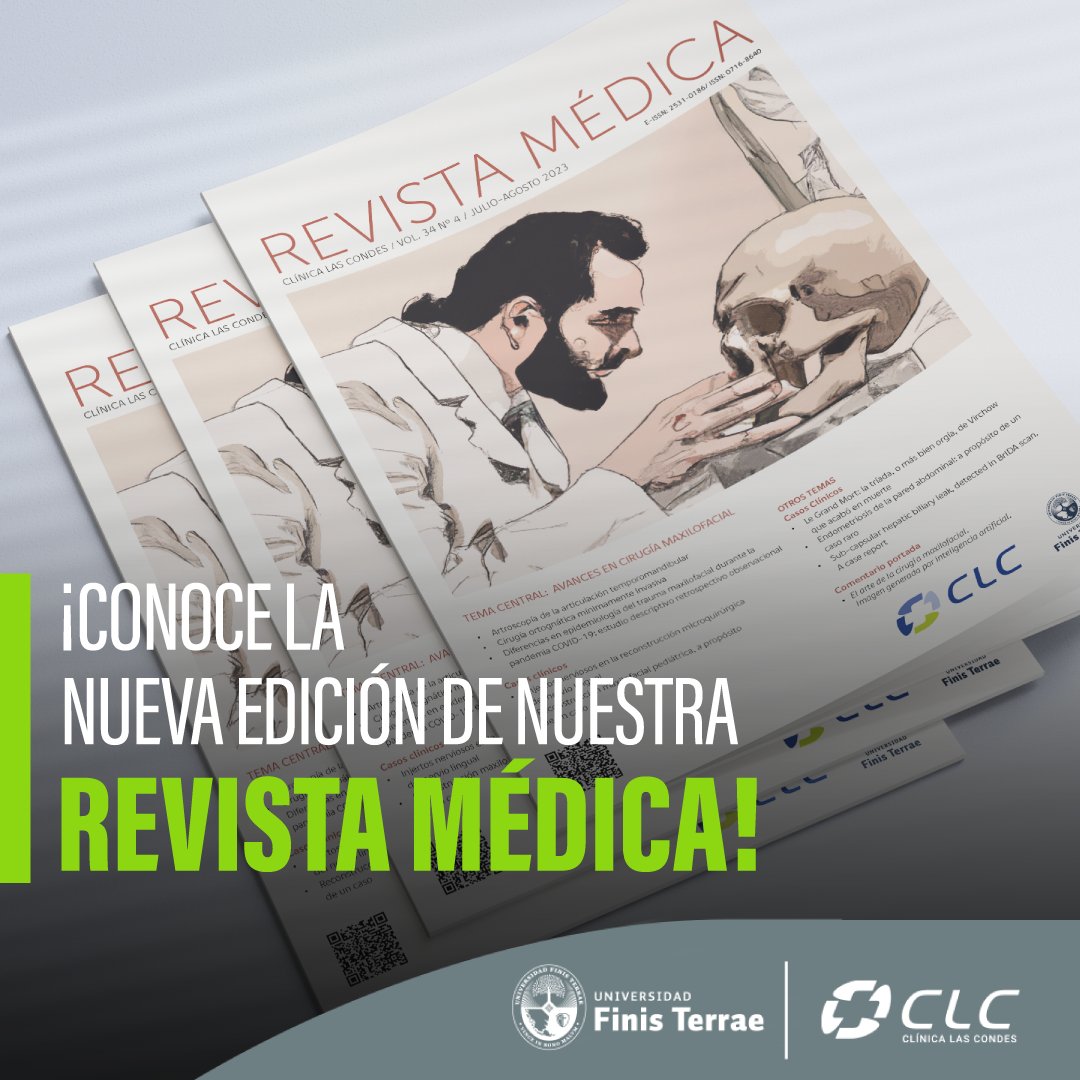 Ya está disponible la nueva edición de la Revista Médica Clínica Las Condes. 👉 bit.ly/3C3q31Q

En esta oportunidad el ejemplar aborda los avances en cirugía maxilofacial.

#RevistaMédicaClínicaLasCondes
#Elsevier
#UniversidadFinisTerrae
#ClínicaLasCondes