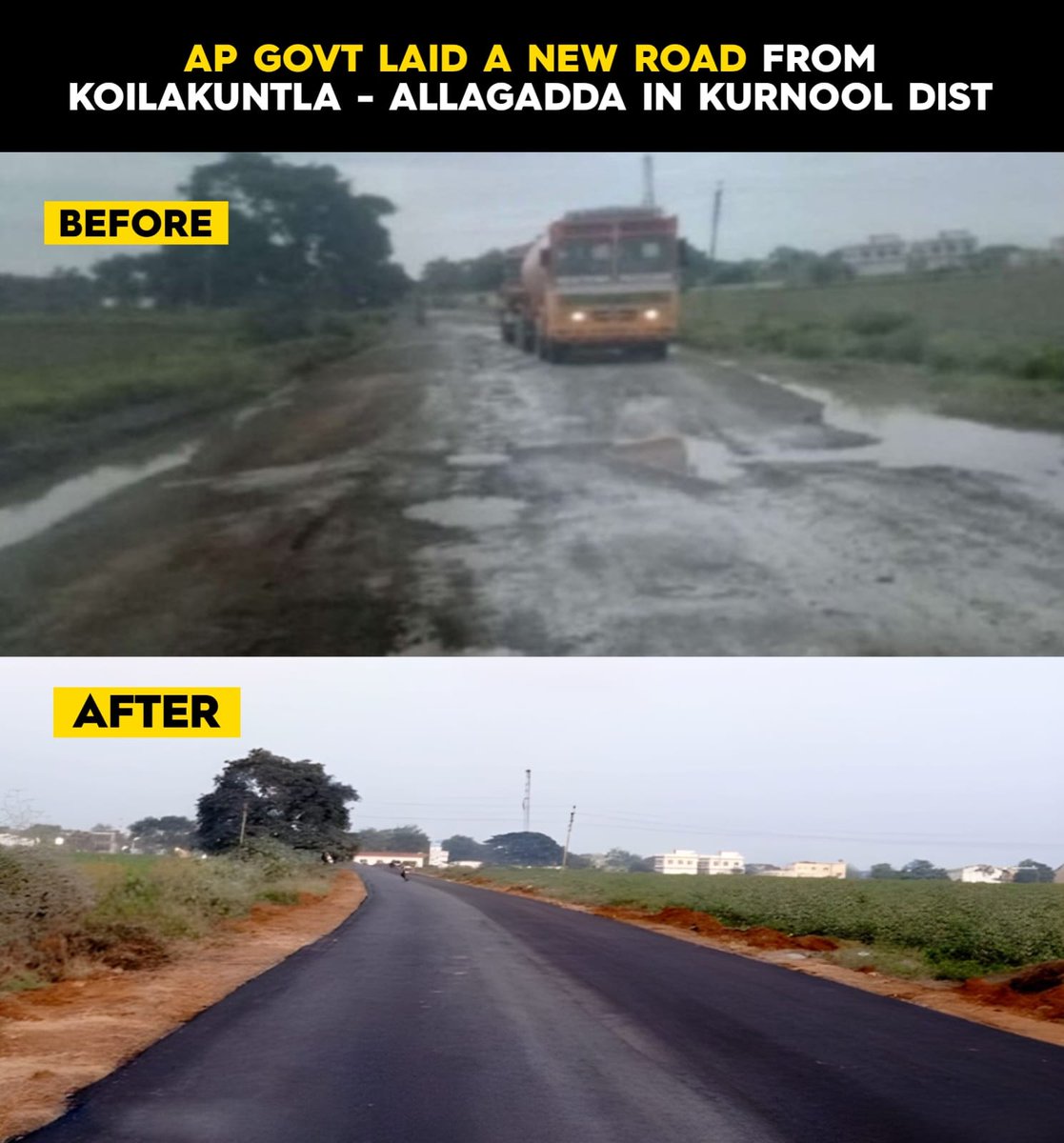 TrolliTDP's tweet photo. Koilakuntla-AllaGadda New Road ✅️

#APRoadsTransformation #YSJaganDevelopsAP   #AndhraProgress #AndhraPradesh https://t.co/fLijK3S1im