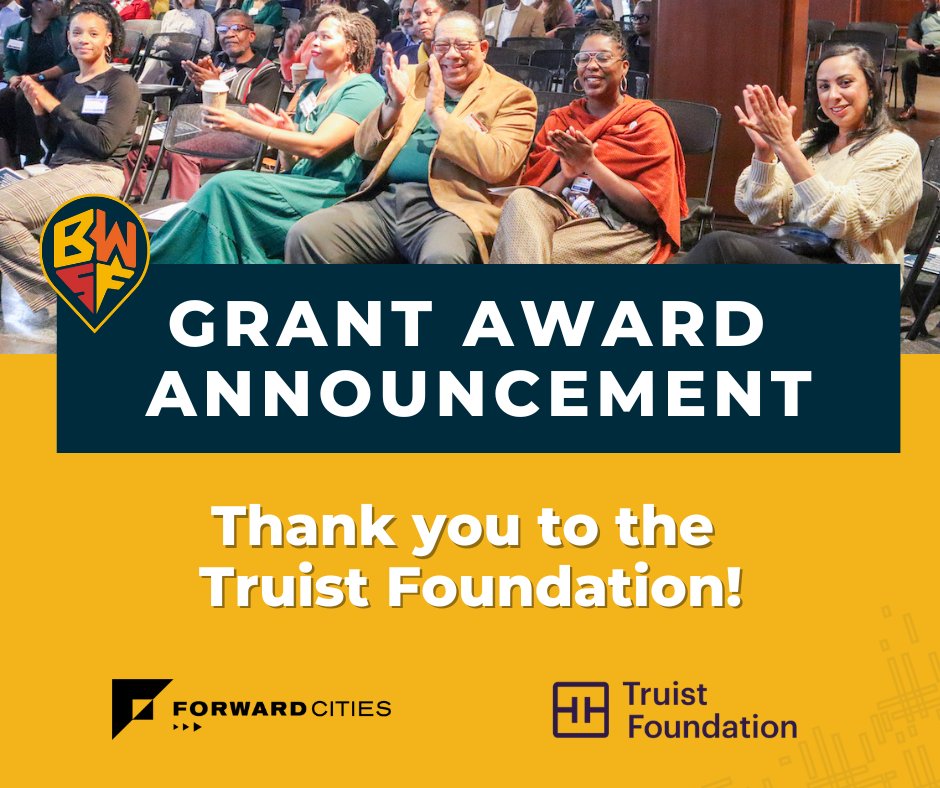 @ForwardCities is excited to announce a grant from the @TruistNews Foundation to support the continuation and evolution of the Black Wall Street Forward program! 🎉 We're excited to keep building on the impact in our 5 communities!

#blackwallstreetforward #truistfoundation