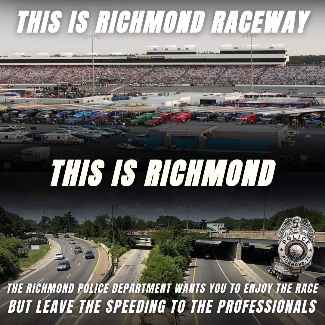 Enjoy our city's #NASCAR events this weekend! Please drive safely and leave the speeding to the pros. 🏁 #RichmondRaceway #Richmond #Henrico #VADMV