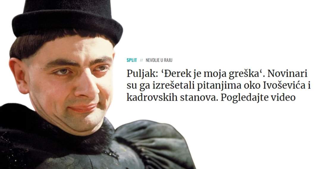Za one koji vole zagonetke, evo jedne: Zašto #Puljak kaže da je #Đerek njegova greška, kad je Đerek izabrana na natječaju❓

P.S. koja je danas razlika između Puljka i Banožića?