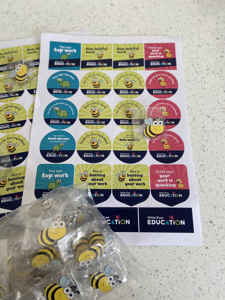 clairewood03's tweet photo. Yeah!! Theyโve arrived.. look forward to giving these out come September. Thanks again @WhiteRoseEd @MasefieldCP #Yr4 #fluencybee #competitionwinners https://t.co/pJHiYalyuL