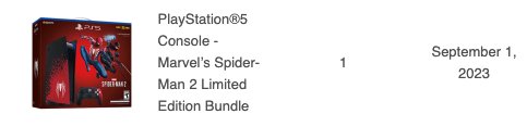 iamSofa_one's tweet photo. ya boy got these fast fingers. couldn't have done it without @Wario64  tho.
#PS5 #PS5SpiderMan #preorder #SpiderMan2 https://t.co/Er6m1iZrsZ