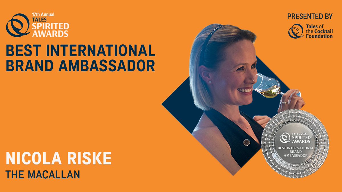 totc's tweet photo. 🔸 Nicola Riske — The Macallan — Best International Brand Ambassador presented by Tales of the Cocktail Foundation https://t.co/NKlM2EIhW2
