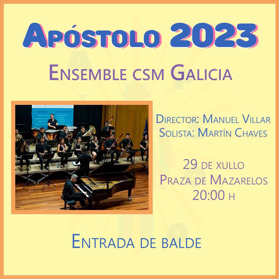 O CSM participará nas actuacións das festas do Apóstol. Estamos felices! #CSMGalicia #musica #Galicia