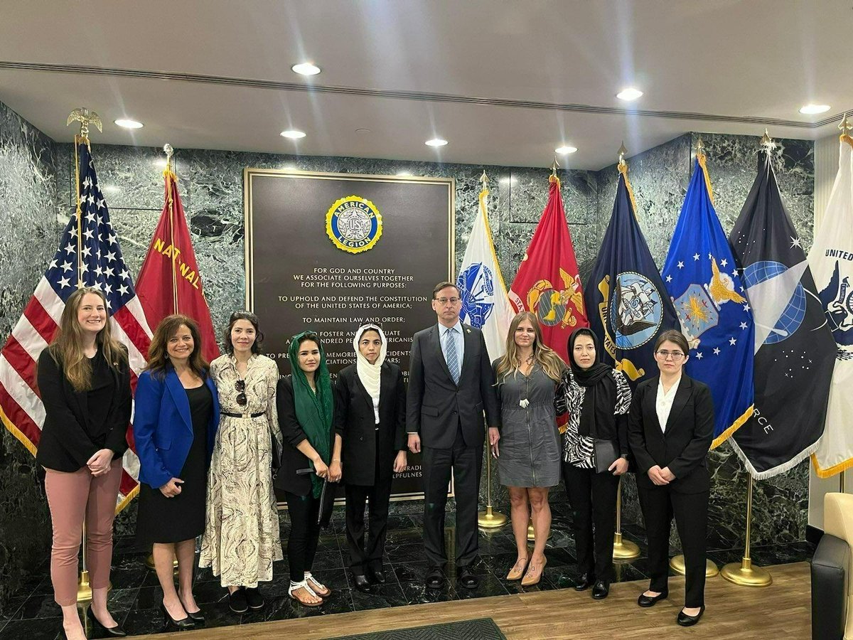 WithHonorAction's tweet photo. Members of the Female Tactical Platoon were evacuated to the US when Kabul fell.
This week, they joined @bipartisanvets vice-chairs @repMMM (#AAA sponsor) & @RepSherrill, the @AmericanLegion, @PenFed, and others to fight for passage of the #AfghanAdjustmentAct.
Its time to act. https://t.co/mZl0GClUEK