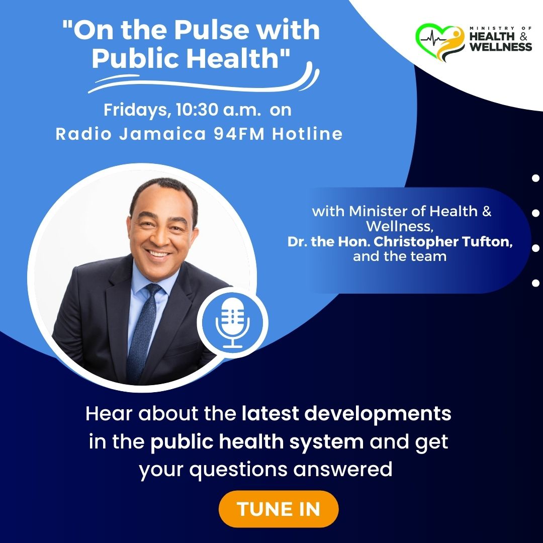 Count down to #OnThePulse with Public Health.
Join us at 10:30 on @RadioJamaicaFM to have your questions answered.