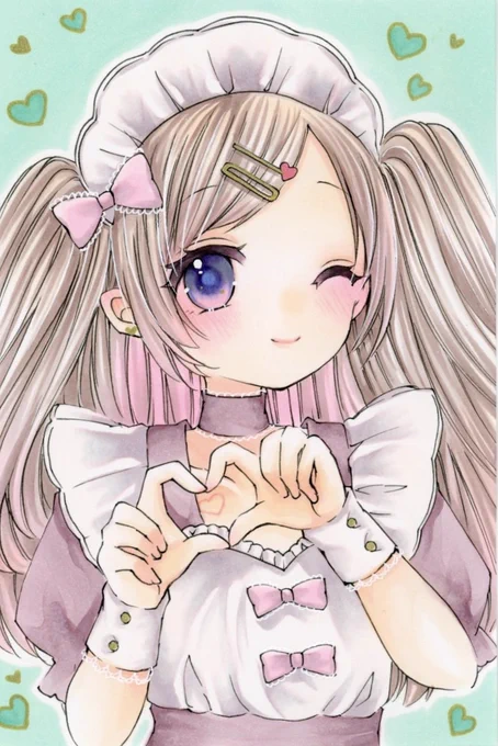 メイドさん(*ノωノ)   #ドリームメイド展3 #コピック
