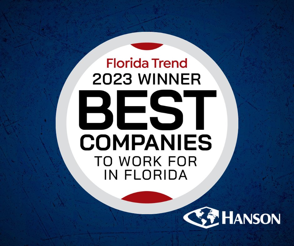#Hanson is the third large employer on "Best Companies to Work for in Florida"!  Are you interested in working for one of the best companies in Florida? We have openings in several #Florida locations! Find out what positions are available: hansoninc.wd5.myworkdayjobs.com/HPS.
<a href="/FloridaTrend/">Florida Trend</a>