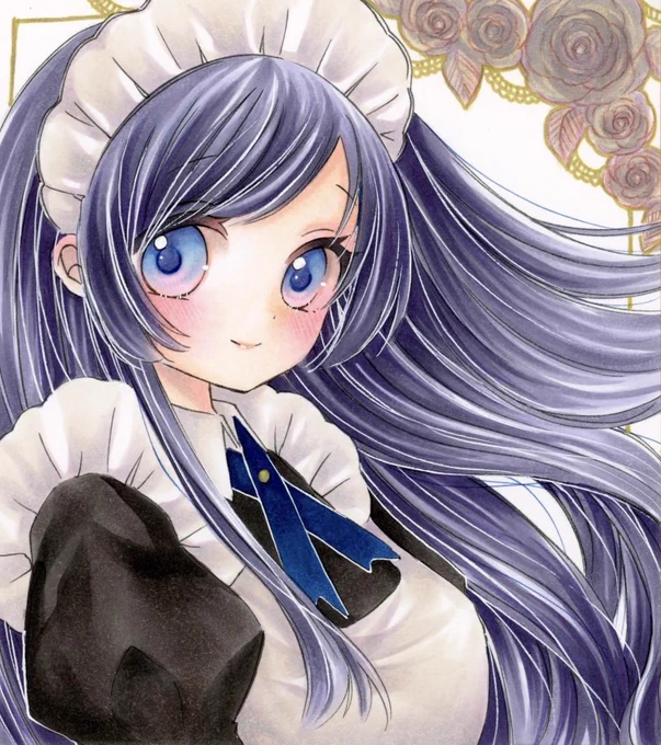 ミニ色紙  メイドさん(*'ω'*)   #ドリームメイド展3 #コピック