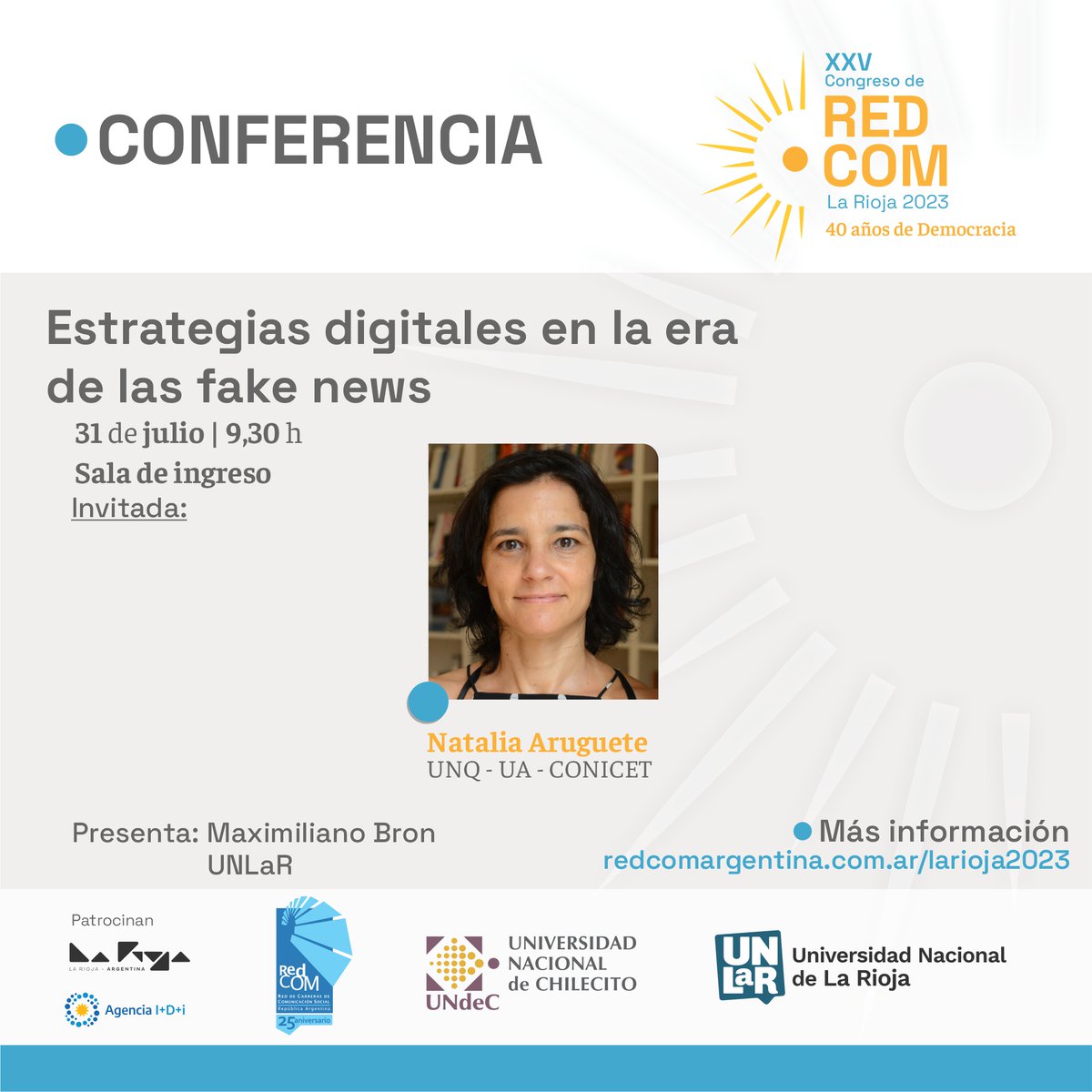 REDCOMargentina's tweet photo. El próximo lunes 31 de julio comienza el XXV Congreso Redcom La Rioja 2023.

📷 Aquí el programa completo de la primera jornada
Más información: https://t.co/z8KyVrLdhL

#Redcom https://t.co/7yVJJBI93Q