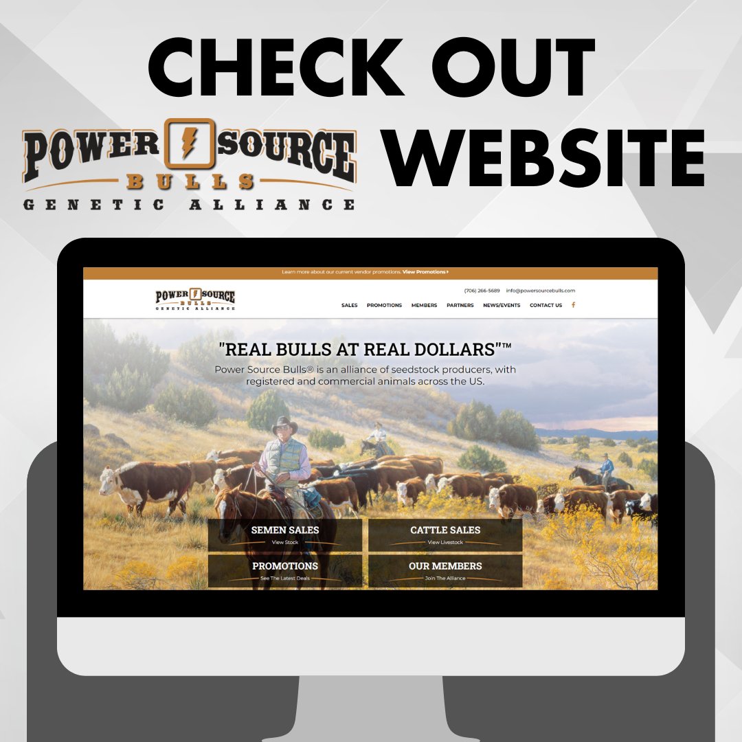 🔥 Check out Power Source Bulls' brand-new, brilliantly designed website! 🔥
🌐powersourcebulls.com 

 Contact us today at LivestockMarket to give your website the upgrade it deserves!
Click here ➡️ livestockmarket.com/info/contact-us

#CreateWebsite #LivestockMarket