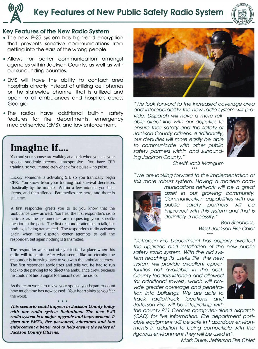 JacksonCountyGA's tweet image. Jackson County's new Public Safety Radio System, operational in August 2023, will increase response times, improve communications, dramatically improve citizen and student safety and ultimately save lives.
Learn more: