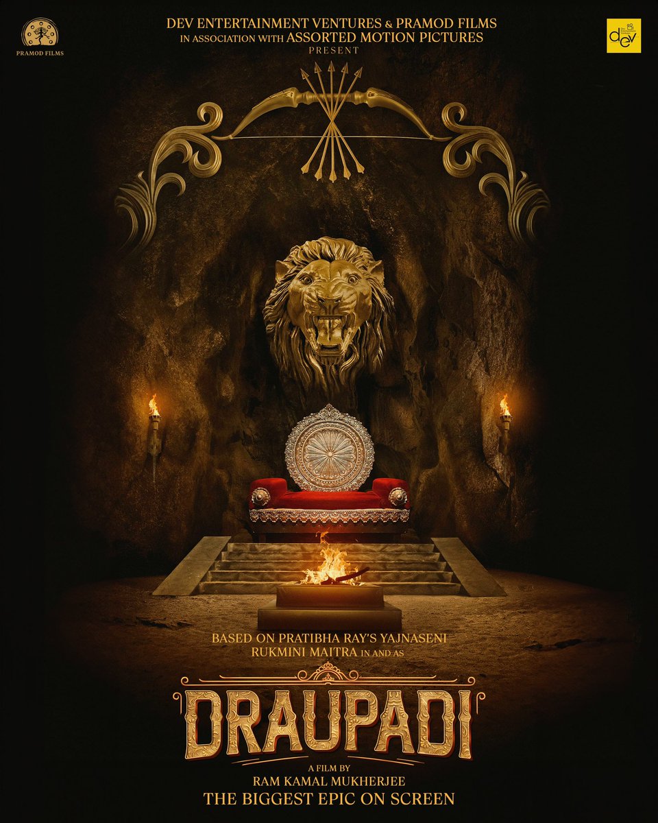 We are proud to announce our next film “Draupadi”, based on the novel “Yajnaseni” by Smt.Pratibha Ray. The film is directed by @Ramkamal with @RukminiMaitra in the titular role. Expecting the best of wishes from all of you. Dev | @DEV_PvtLtd | Pramod Films | @amppvtltd #draupadi