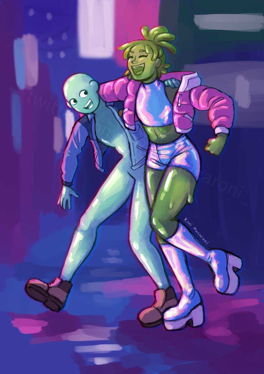 Slimy friends gotta stick together :3 (but be careful not to literally stick together)
~noctturne's Jo hanging out with Dea!
#artfight #artfight2023 #artfightwerewolves #oc #originalcharacter #alien #scifi #artistsontwitter