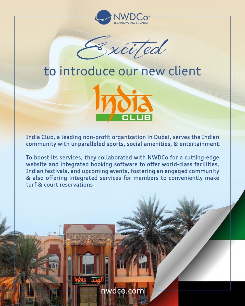 nwdco's tweet photo. @nwdco 
India Club's  collaboration with NWDCo enhances services with a modern website, integrated booking software, world-class facilities, Indian festivals, and truff reservations.
.
.
.
#nwdco #softwaresolutions #clientcard  #indiaclub #websitedevelopment  #bookingsoftware https://t.co/Tt4gqLXsne