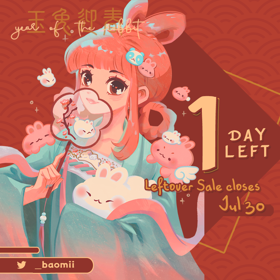 rabbitzine's tweet photo. ✨ 1 DAY LEFT ✨

It's the final curtain call... Leftovers for「玉兔迎春」Year of the Rabbit close TOMORROW! Don't forget to use code "BNUY" at checkout to receive 28% off all bundle purchases~

🧧 Store: https://t.co/qwVTSxs6Ct https://t.co/JvNIP8Rpcw