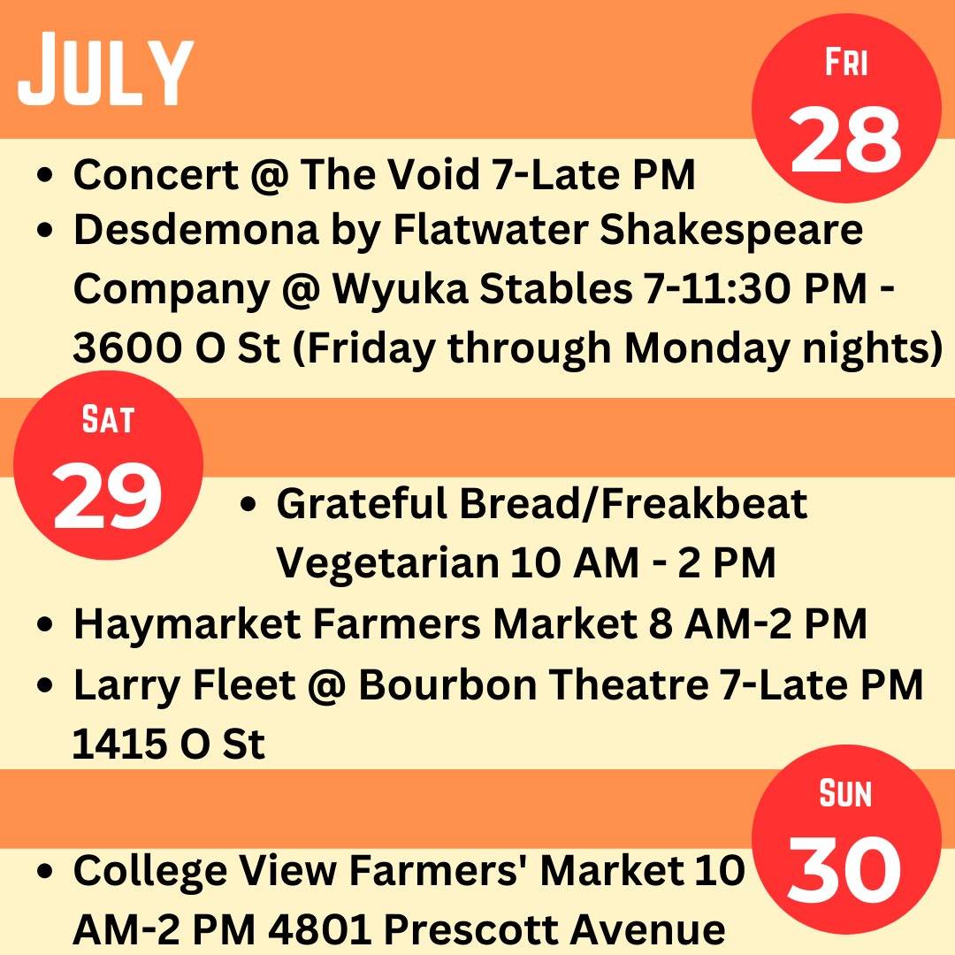 CapitolInquirer's tweet image. The heat wave should finally break this Friday, in the meantime, here's some events to look forward to this weekend!
#Lincoln #NebraskaWeather #LincolnEvents #CapitolInquirer