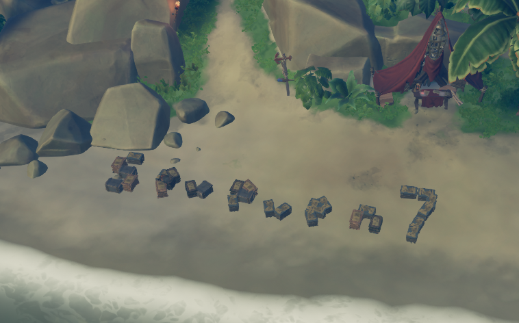 _justSeven7_'s tweet photo. Got gifted a boat load of resources by a nice golden skeleton. Here's my masterpiece of a karma crate stack for the next lucky pirate on plunder outpost! (It's my username for those who dont know) #SeaOfThieves #BeMorePirate @SeaOfThieves https://t.co/4bF61LjcHN