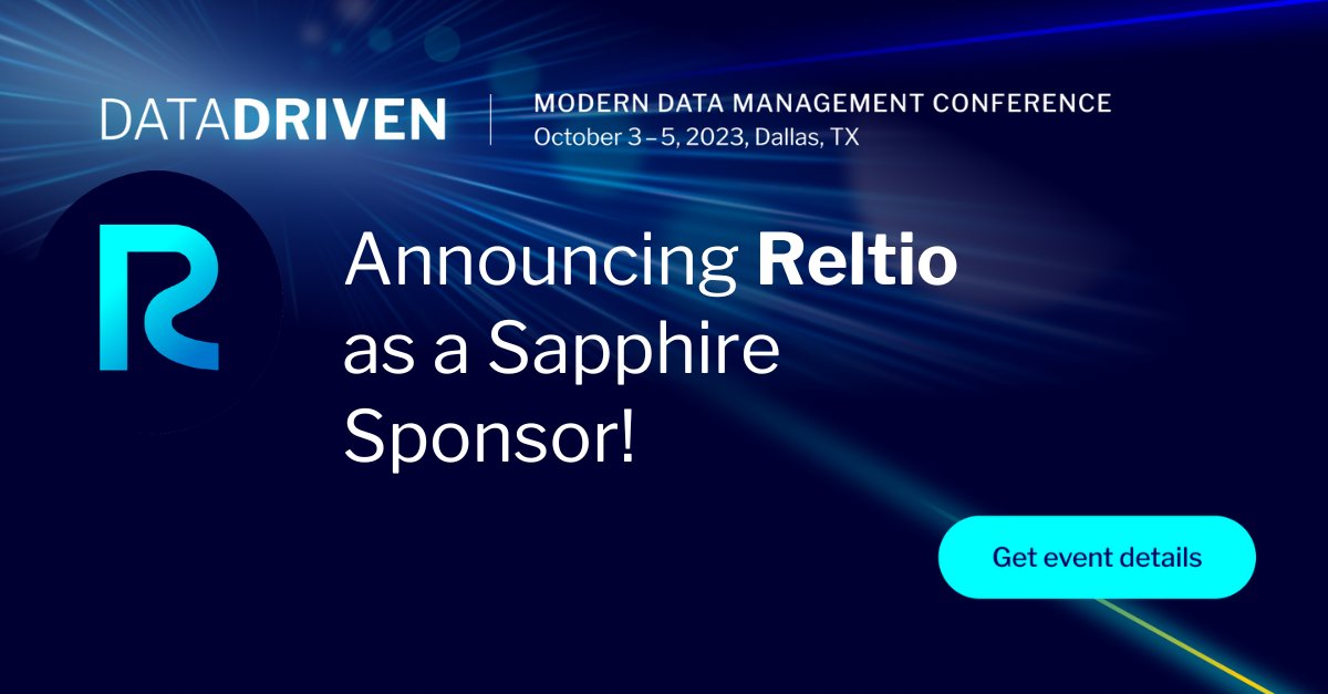 Announcing @Reltio as a Sapphire sponsor for DataDriven 2023. Learn more about sponsorship opportunities and register here: #DataDriven #MDM datadriven.reltio.com/event/b53bd96f…