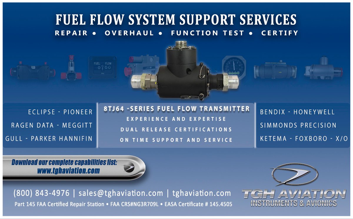 TGH Aviation offers FAA-certified F-16 fuel system support, including DOD-Approved repair and overhaul services for the 8TJ62-Series fuel flow transmitter. See our entire capabilities list here: bit.ly/323Tpsz #FuelFlowSystem #tgh #SupportServices #8TJ62 #apmechanic #mro