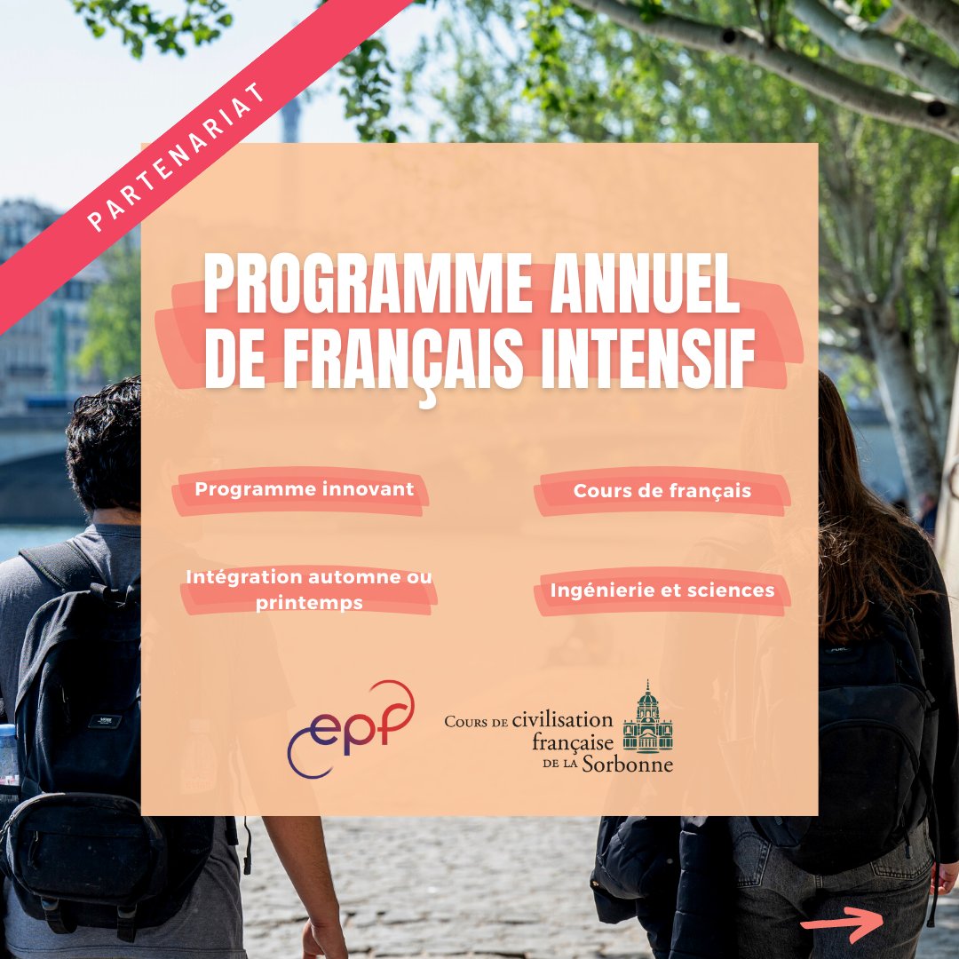 ccfsorbonne's tweet photo. 🎉 Nous avons le plaisir de vous annoncer notre nouveau partenariat avec l'école EPF Engineering School ! 🤝✨
📚🌍 Si vous souhaitez améliorer votre français avant de vous lancer dans des études d'ingénierie ou de sciences en France, ce programme est fait pour vous ! https://t.co/aH8LMjXXnO