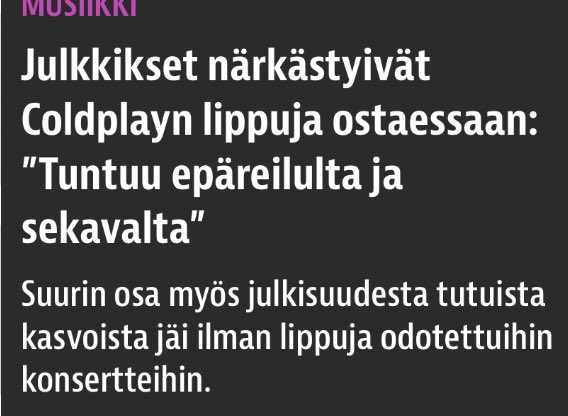 HeidiHeidit82's tweet photo. Voi  itku! Julkkikset jäivät ilman lippuja. 🤨  varmaan olis pitänyt niille antaa liput ilmaseks  ja ennakkoon🤬 https://t.co/SsC1OHtlOL