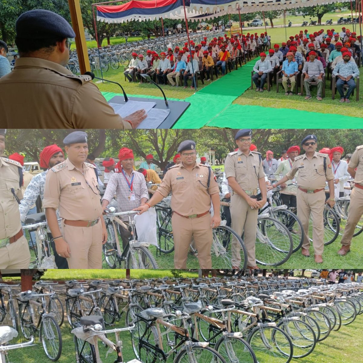 Gram praharis are an integral and important part of village policing. Distributed Cycles, ID and other essential items required for their performance of duty. 🚲