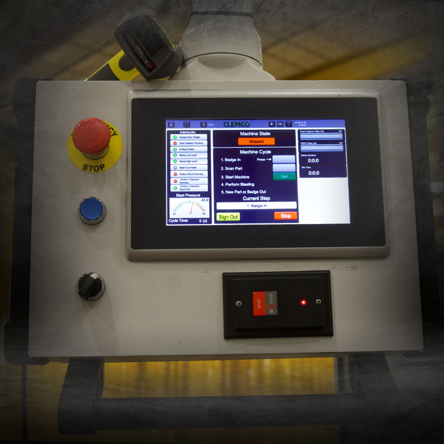 Engineered Aerospace Cabinet Controls 

Problem: You don’t have the process visibility you need to ensure specifications or requirements are being met, or machine settings are not set correctly for the parts being blasted. 

Solution: clemcoindustries.com/images/pdfs/br…