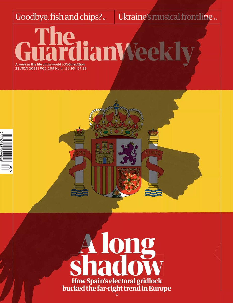 Quin tros de portada ha tret la revista setmanal The @Guardian Weekly, feta per #FedeYankelevich.
No sé si fa més angúnia o més por.