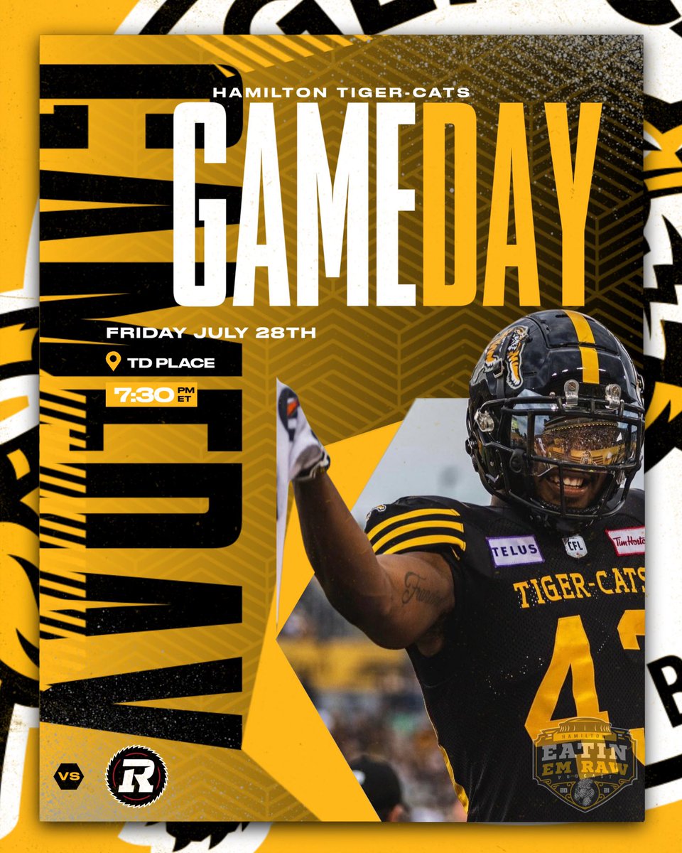 IT’S GAME DAY! The Ticats are in the Nation’s Capital for a critical Week 8 matchup with the REDBLACKS. 📍TD Place 📺 TSN (🇨🇦) CFL+ (🇺🇸/🌎) 🎧listen.ticats.ca #Ticats | #CFL | #HamONT