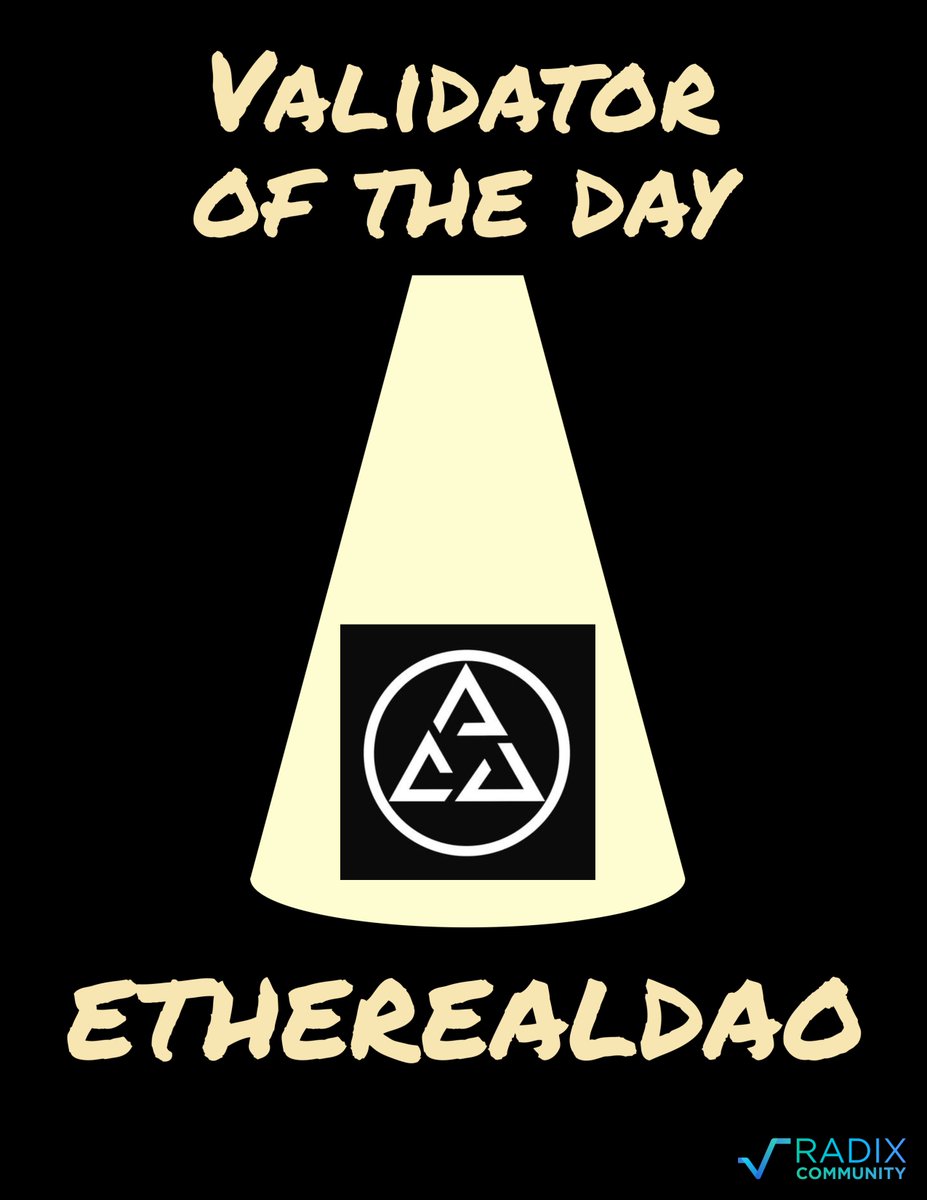 📢Our next Validator of the day is EtherealDAO!📢

🎁They #giveaway 5x200 $XRD!

Complete the tasks:
✅ Follow @radix_ecosystem &amp;
<a href="/EtherealDAO/">ETHEREAL SYSTEMS</a>

✅ Like and RT this tweet

⏲️Ends on 30 July 9pm UTC

Read the🧵 about EtherealDAO👇

#airdrop #cryptogiveaway #crypto #radix