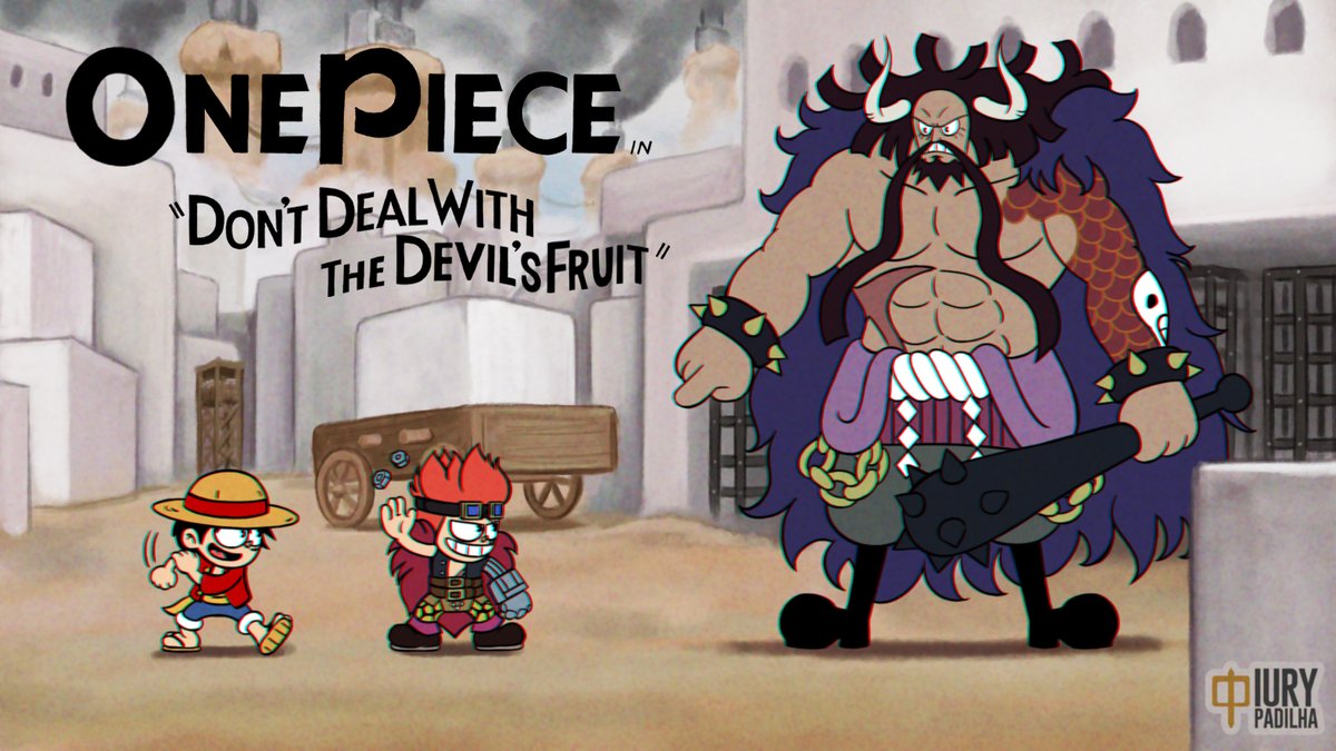 iurypadilha_art's tweet photo. The first One Piece x Cuphead I did in 2019 when Luffy and Kid were still in Udon and I wanted to make Kaidou https://t.co/Vog9RLkWdq