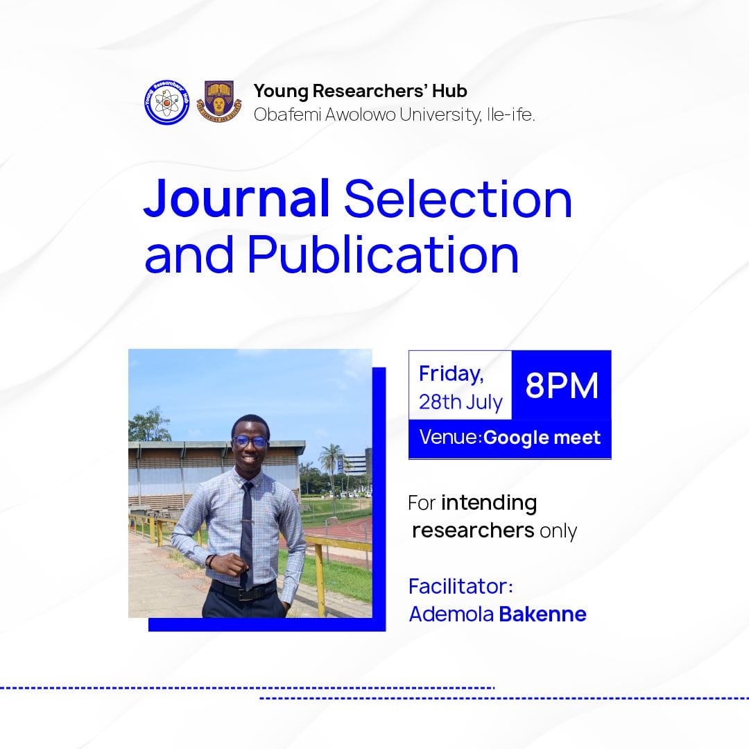 Tonight at the hub...

Thank you @YRH_OAU for this opportunity 

#research
#undergraduateresearcher
#researchpublication
#journalselection