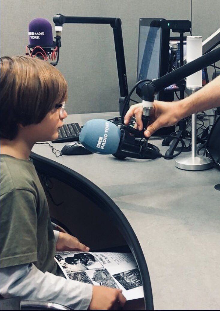 RedpathJude's tweet photo. Jude celebrating being on Radio York this morning!
Massive heartfelt thanks to @JerichoKeys &amp; Charlotte @YorkRiverArt for making him feel so relaxed! 🤍
(Mums still a radio coward) 
#BBCRadioYork #ArtistOnTwitter #YRAM https://t.co/2bj6Q8PLMz