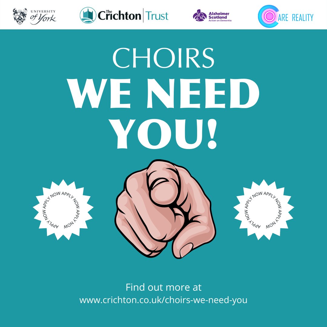 🎼CALLING ALL CHOIRS! 🎼

We're looking for local choirs to join us on a collaborative project to create a virtual reality choir experience for those who might not have access to in-person group singing. Find out more on our website: crichton.co.uk/choirs-we-need…